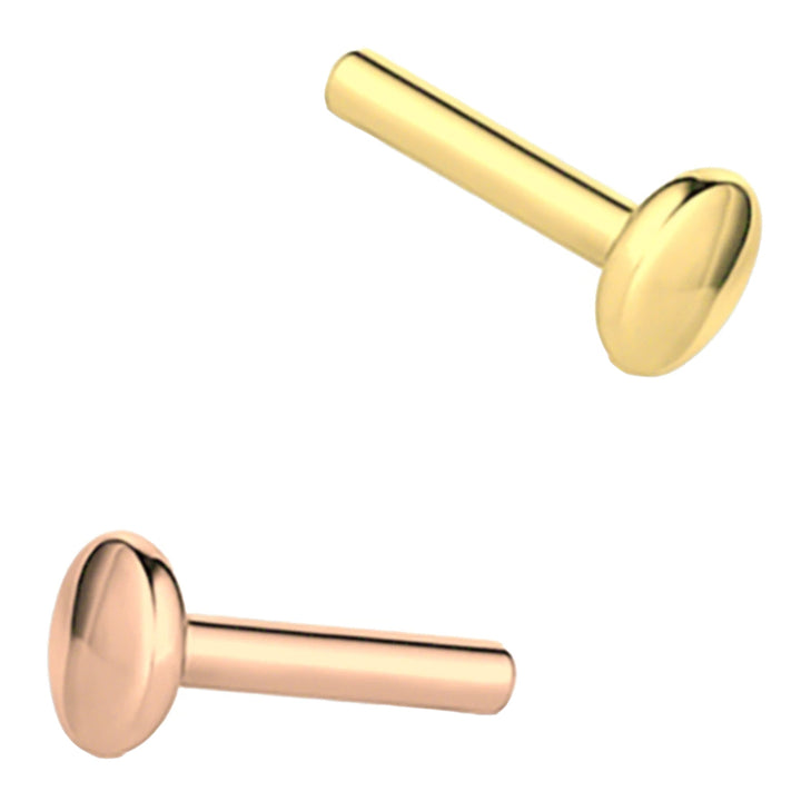 Gold Threaded Flatback / Labret Post / Straight Barbell End with Fixed Disk