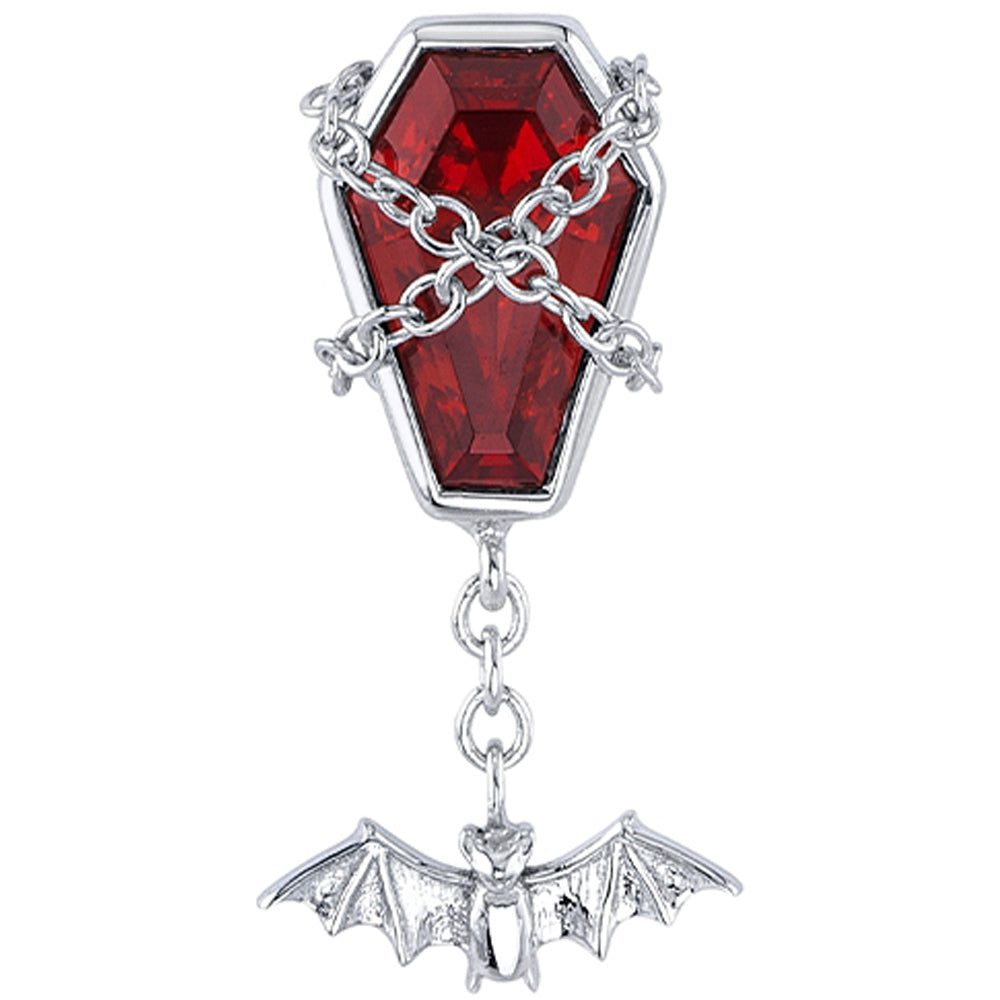 Bat "Lestat" Threaded End in Gold & Platinum with Garnet