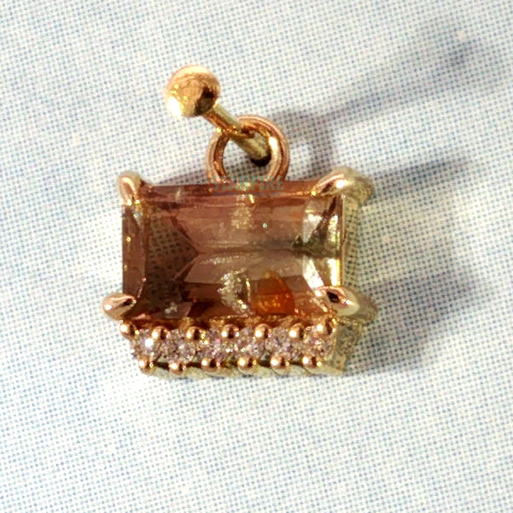 Freeform Claw-Set Sunstone Charm in Gold with Diamonds