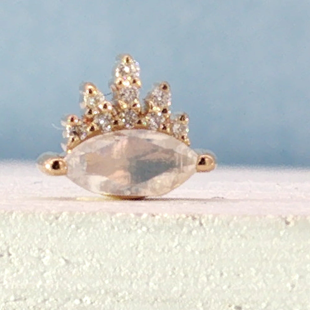 threadless: Faceted Prong Set Moonstone Marquise End in Gold with Diamonds