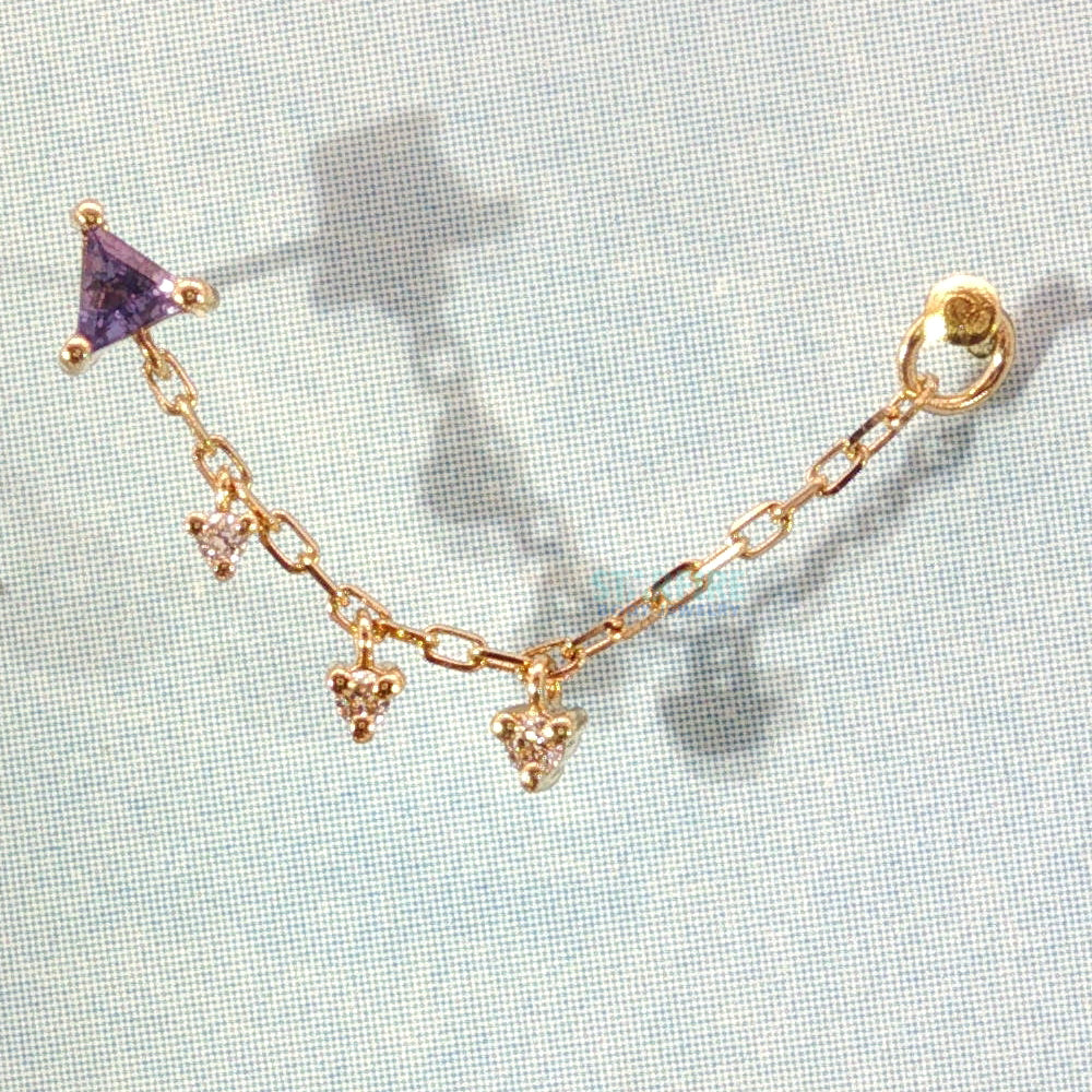 Modern Mood one of a kind chain and threadless end combo hybrid with purple sapphire and diamond cascade