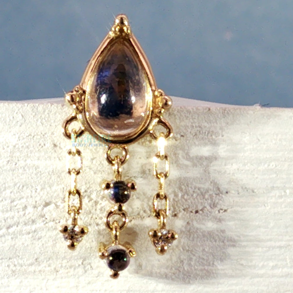 threadless: “Moondance” with Diamond Dangles End in Gold with Moonstone