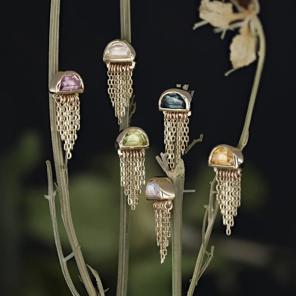 threadless: "Moonjelly" End with Chains in Gold With Natural Gemstone