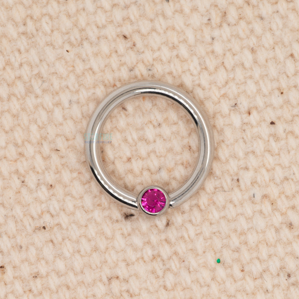 Captive Bead Ring (CBR) with Bezel Set Faceted Crystal (16 ga. 5/16")