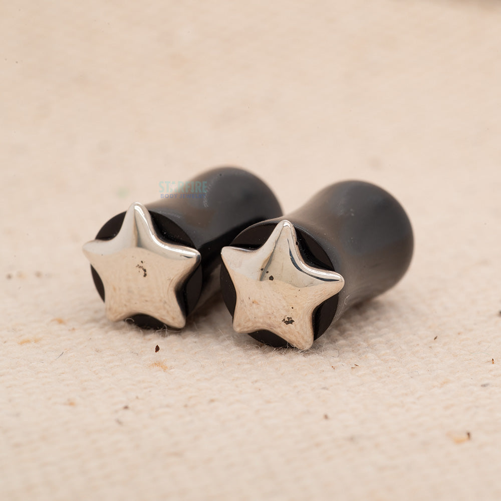 Double-Flared Horn Plugs with Silver Star - (0 ga.)