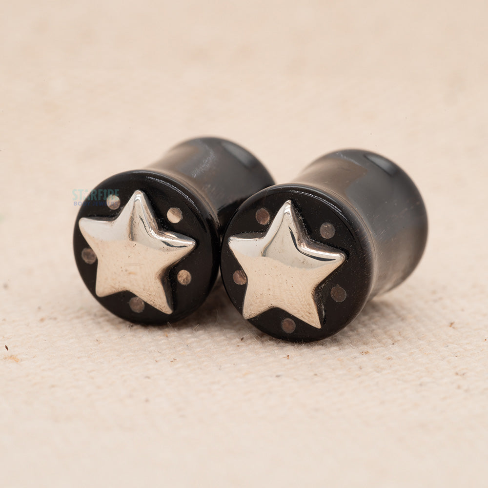 Double-Flared Horn Plugs with Silver Star - (1/2")