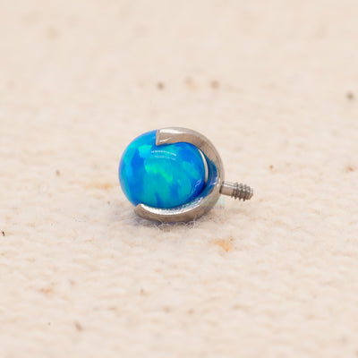 4mm 3 Prong Swirled Opal Ball Threaded End - CP - Capri Blue