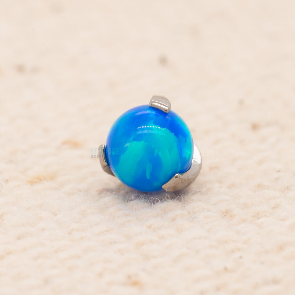 4mm 3 Prong Swirled Opal Ball Threaded End - CP - Capri Blue