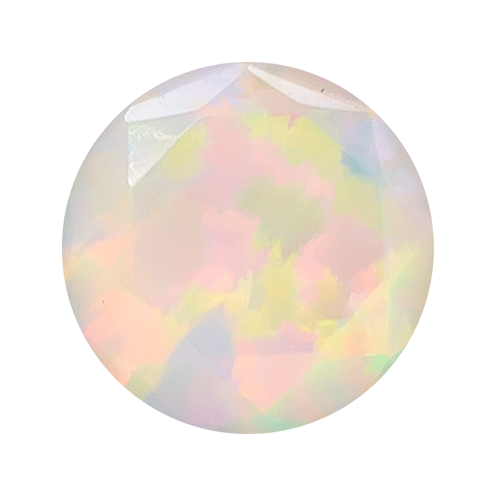 Gemmed Eyelets with Brilliant-Cut Gems - Faceted White Opal