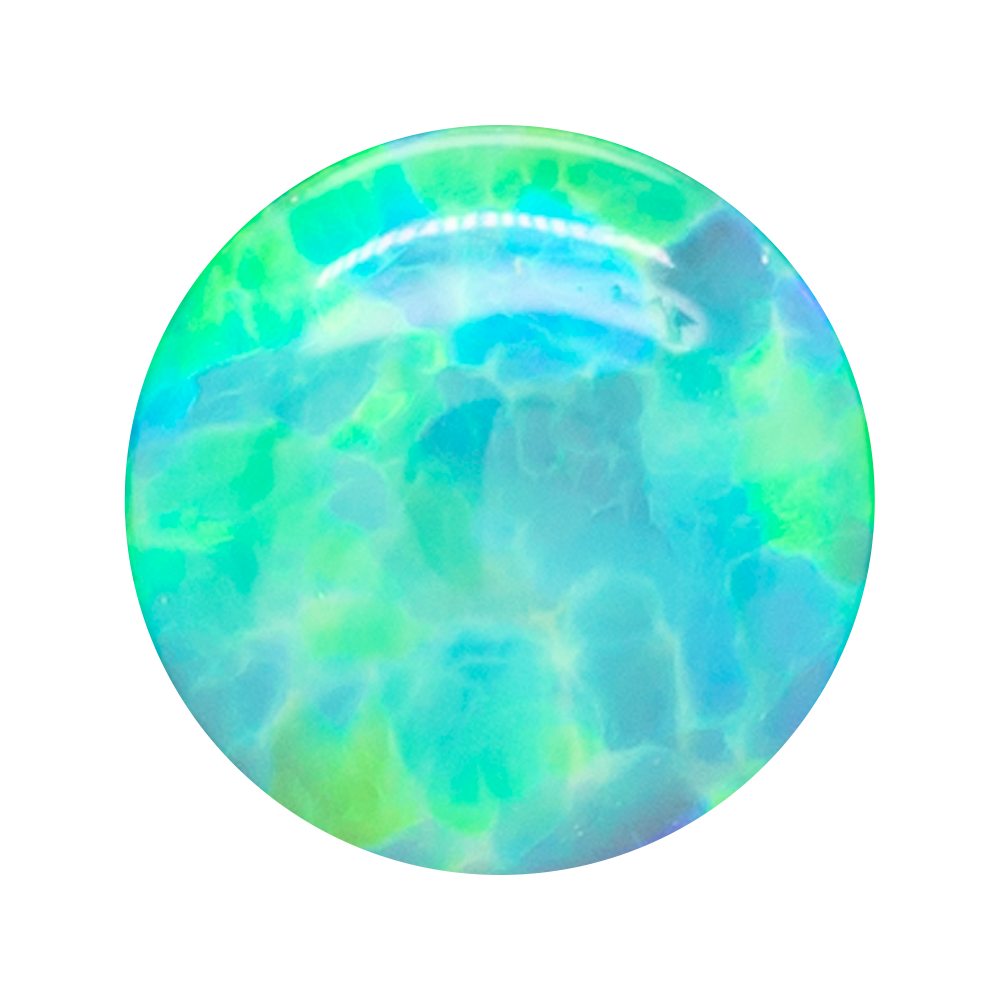 Single Gem Plugs ( Eyelets ) with Opal Cabochon - Lime Green Opal
