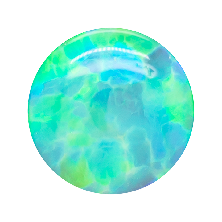 Single Gem Plugs ( Eyelets ) with Opal Cabochon - Lime Green Opal