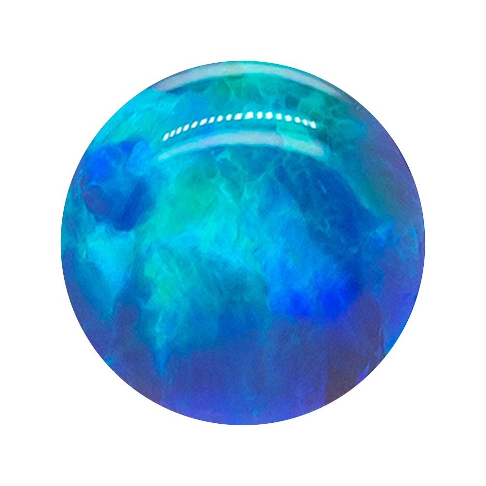 Single Gem Plugs ( Eyelets ) with Opal Cabochon - Blue Green Opal