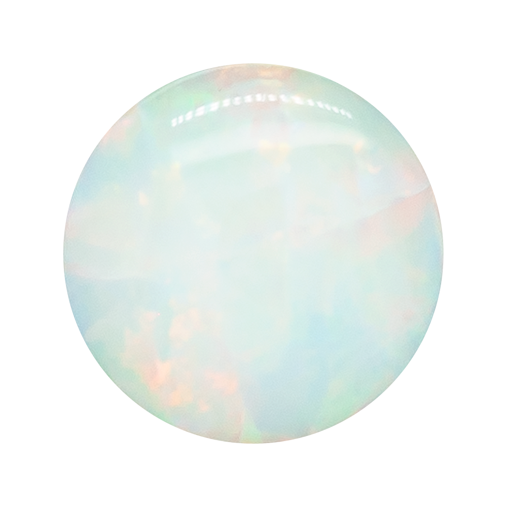 Single Gem Plugs ( Eyelets ) with Opal Cabochon - White Opal