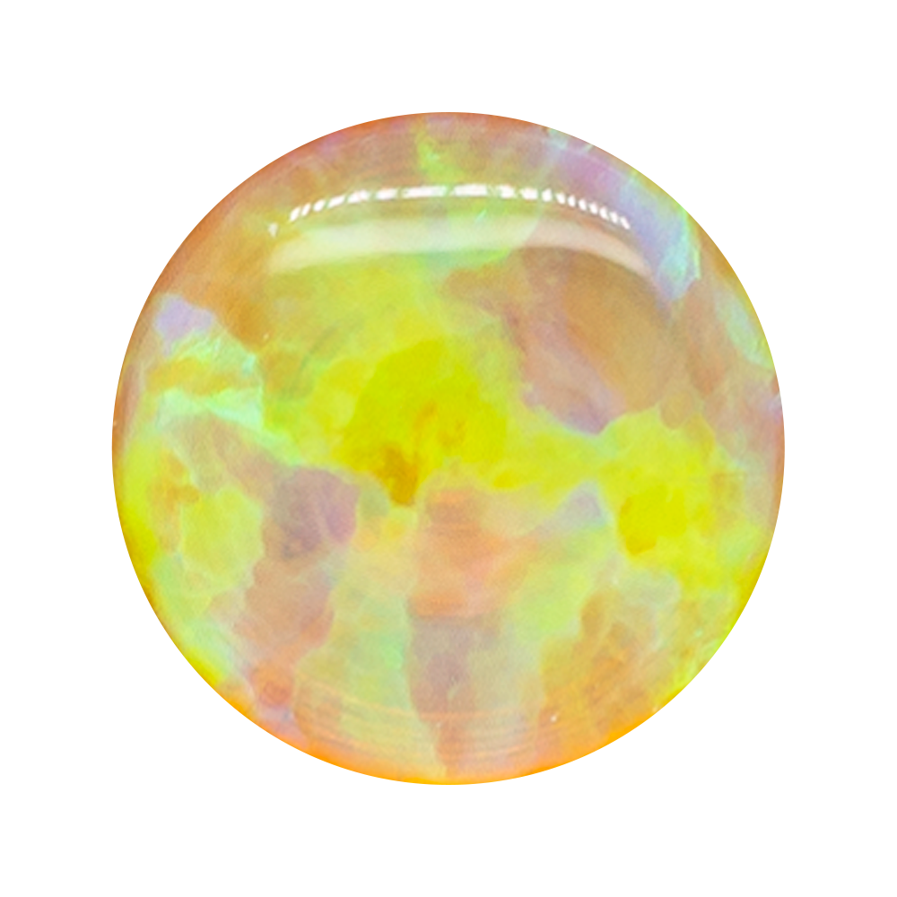 Single Gem Plugs ( Eyelets ) with Opal Cabochon - Yellow Opal