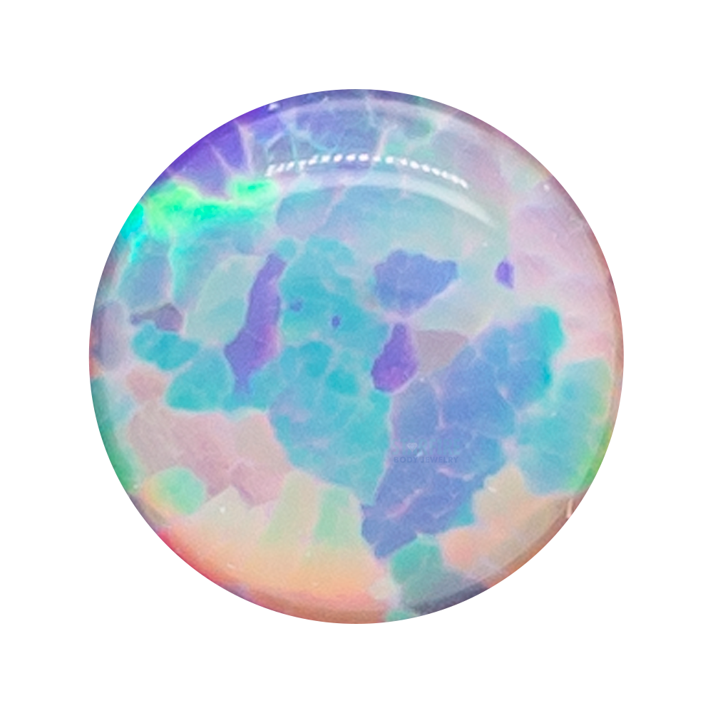 Single Gem Plugs ( Eyelets ) with Opal Cabochon - Light Purple Opal