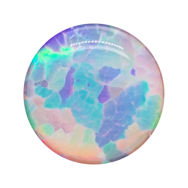 Single Gem Plugs ( Eyelets ) with Opal Cabochon - Light Purple Opal