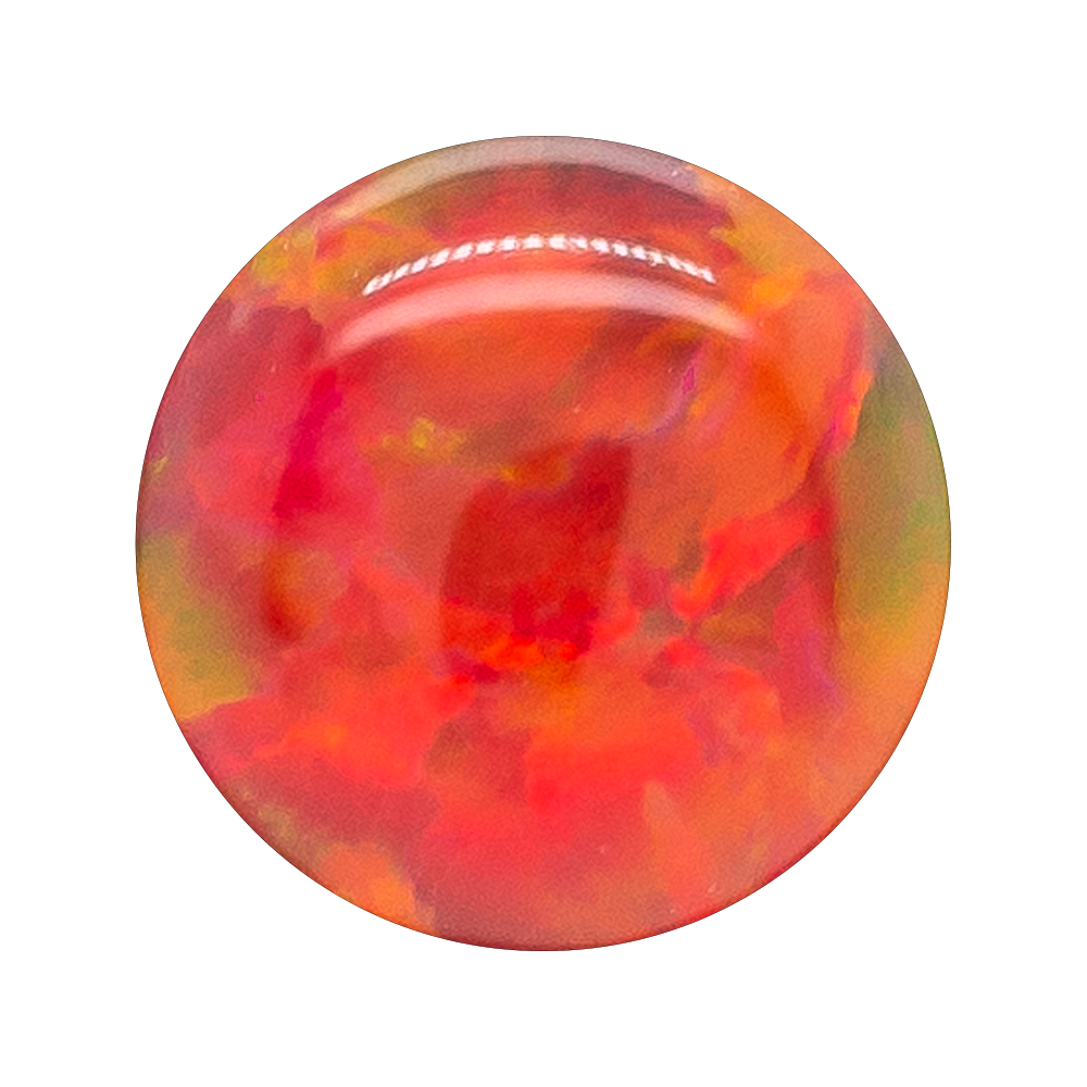 Single Gem Plugs ( Eyelets ) with Opal Cabochon - Bold Red Opal