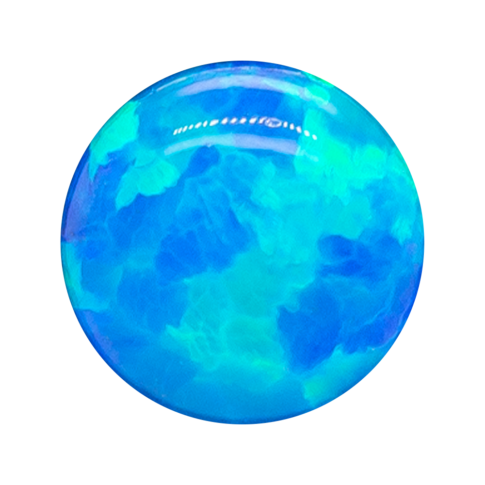 Single Gem Plugs ( Eyelets ) with Opal Cabochon - Dark Blue Opal
