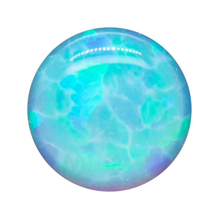 Single Gem Plugs ( Eyelets ) with Opal Cabochon - Light Blue Opal