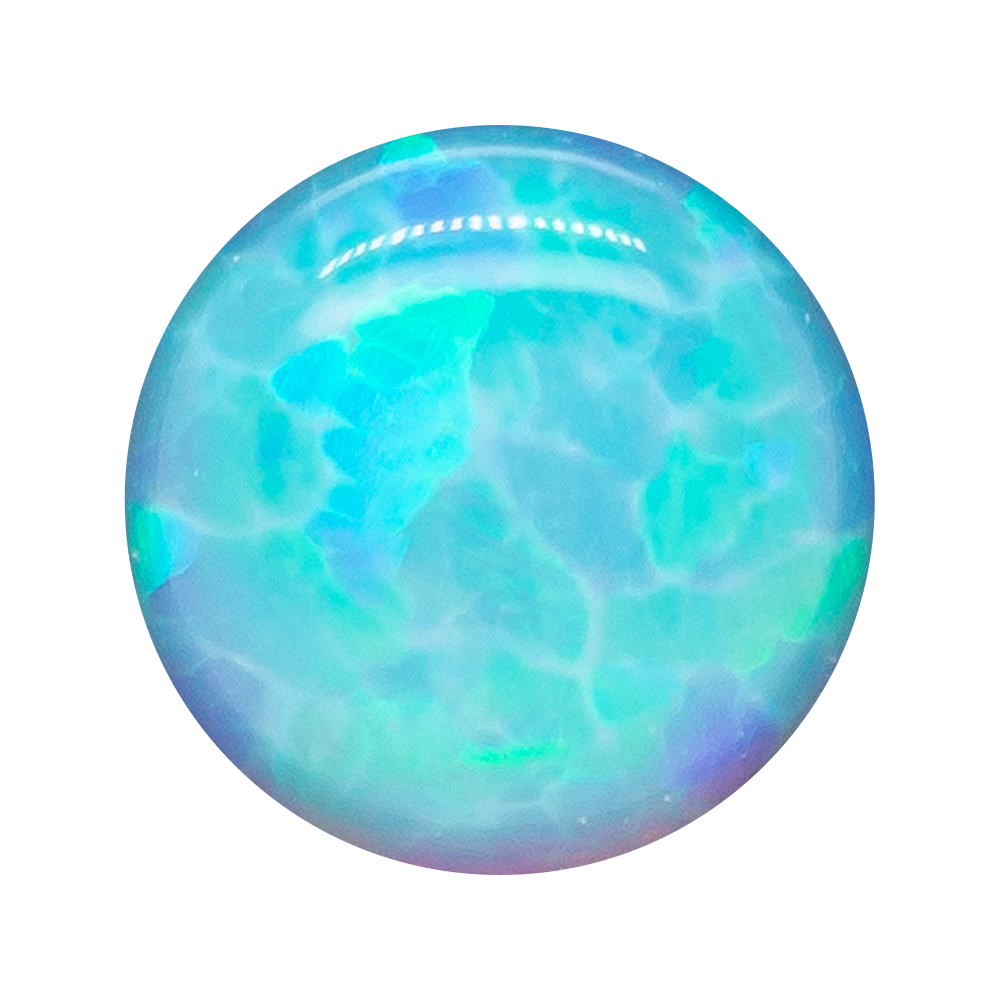Single Gem Plugs ( Eyelets ) with Opal Cabochon - Light Blue Opal