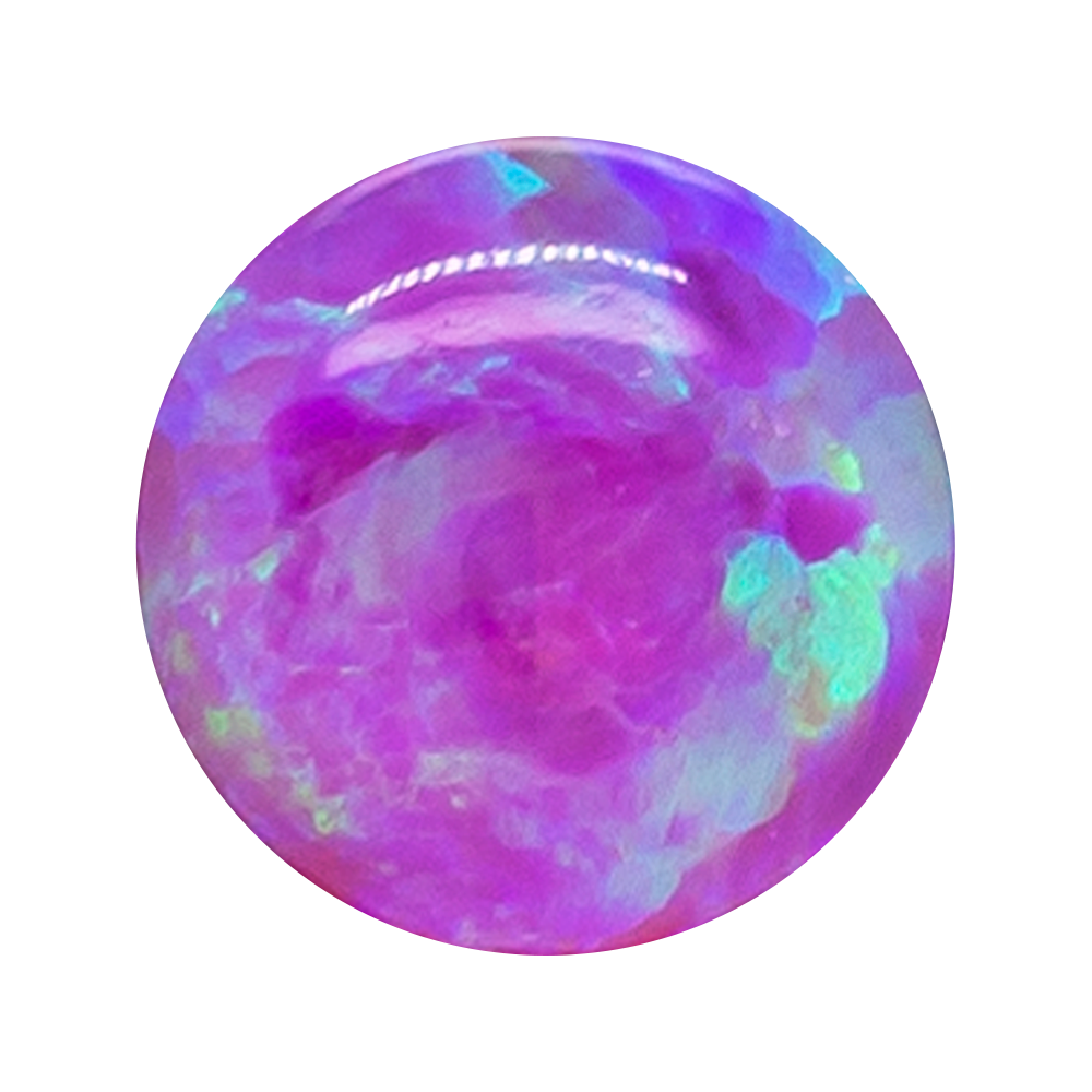 Single Gem Plugs ( Eyelets ) with Opal Cabochon - Dark Pink Opal