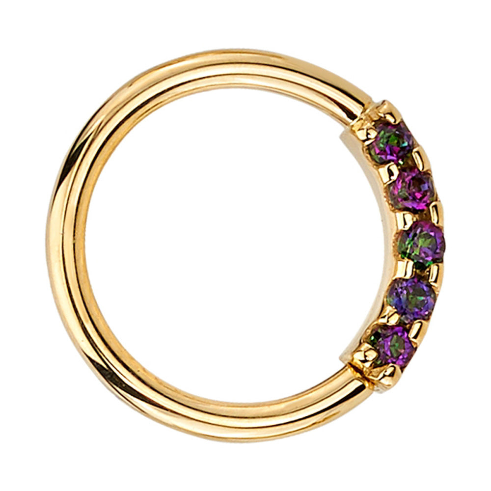 "Blaze 5" Seam Ring in Gold with Mystic Topaz