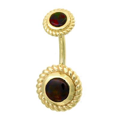 "Raine" Navel Curve in Gold with Gilson Black Opal