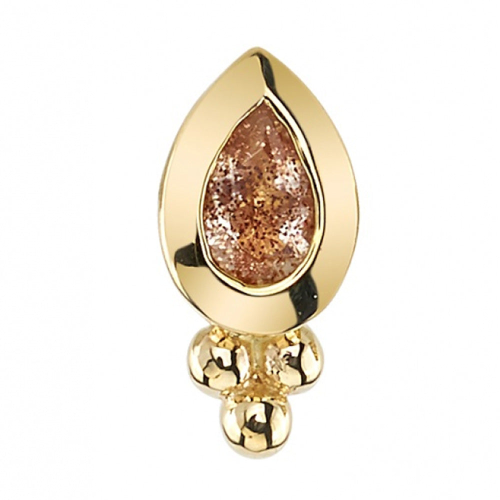 Beaded Pear Threaded End in Gold with Oregon Sunstone