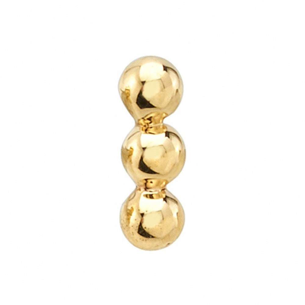 Linear Tri Bead Cluster Threaded End in Gold