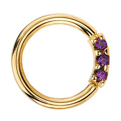 "Blaze 3" Seam Ring in Gold with Mystic Topaz