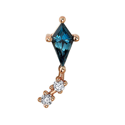 "Aloft" Threaded End in Gold with London Blue Topaz and DIAMONDS