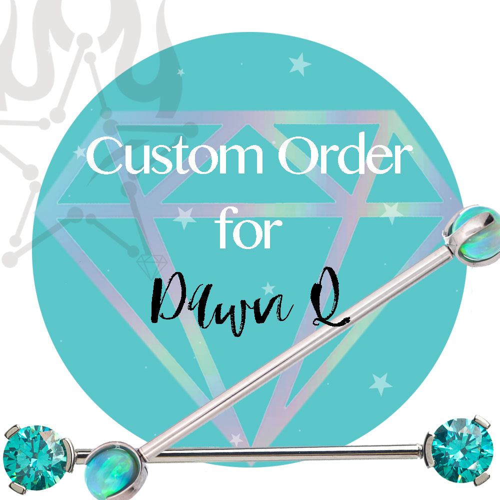 Special / Custom Order for Dawn Q. - "Mini Pleades" Threaded End in Gold with Sandblasted London Blue Topaz & Champagne Sapphires