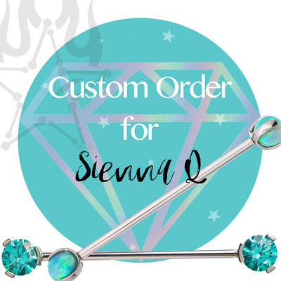 Special / Custom Order for Sienna Q. - Cab Prong & "Atria" Threaded End in Gold with Rose Cut Rainbow Moonstone & Blue Sapphire