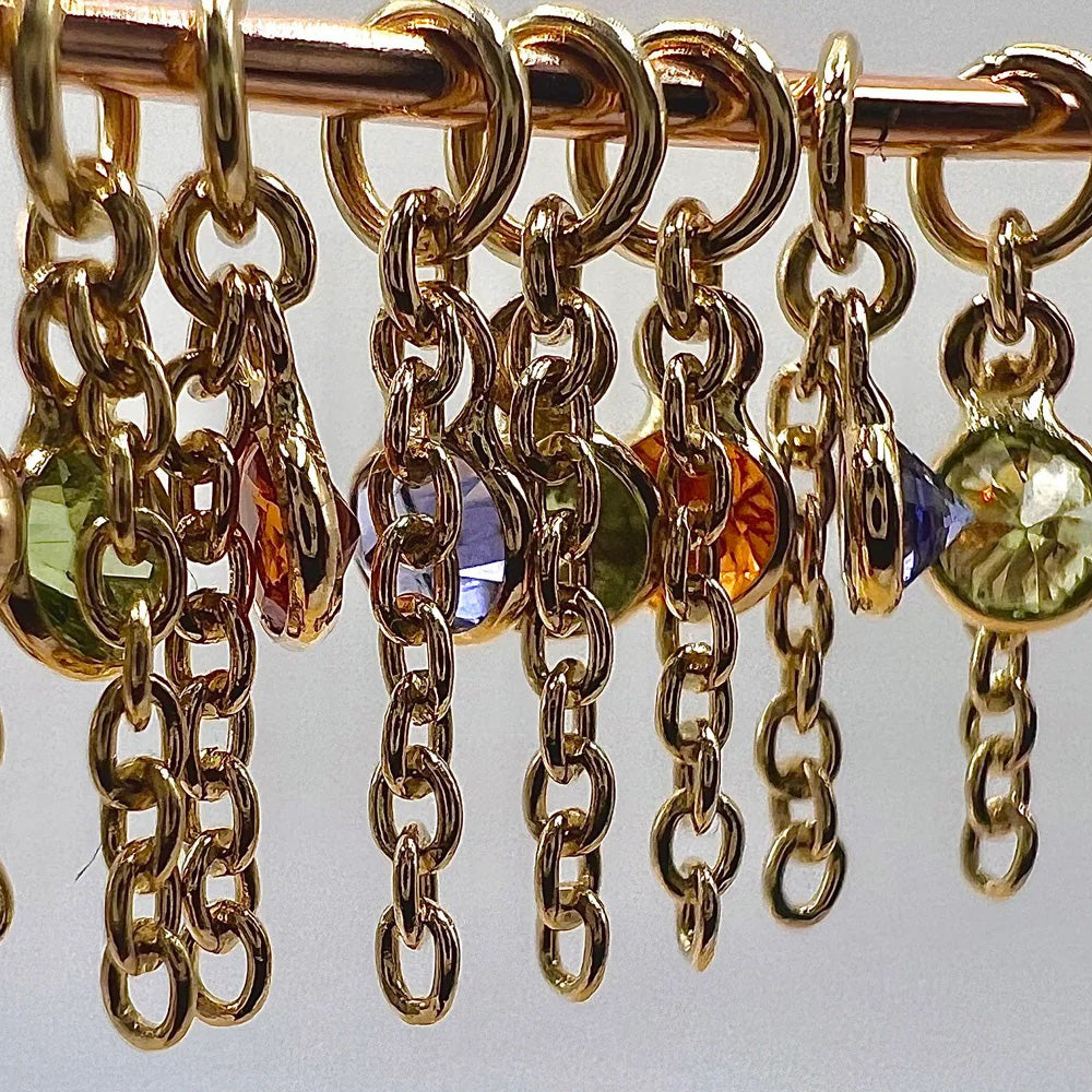 "Future, Past and Present" Chain Charm in Gold with Gemstone