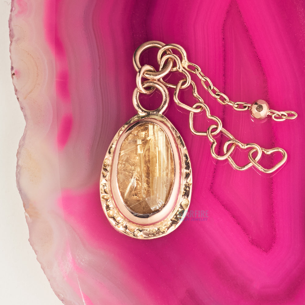 "Comet" Chain Charm in Gold with Rutilated Quartz