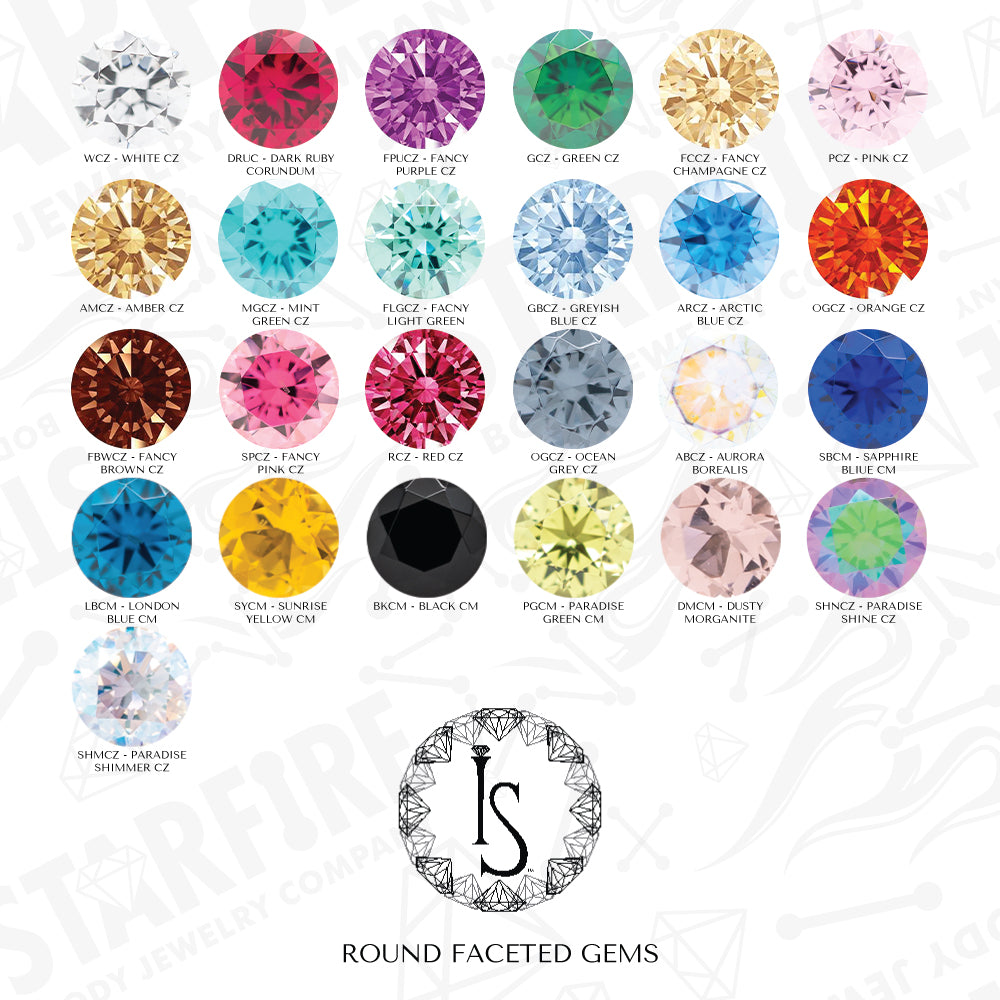 threadless: 3mm 3 Prong-Set Round Faceted Gem End