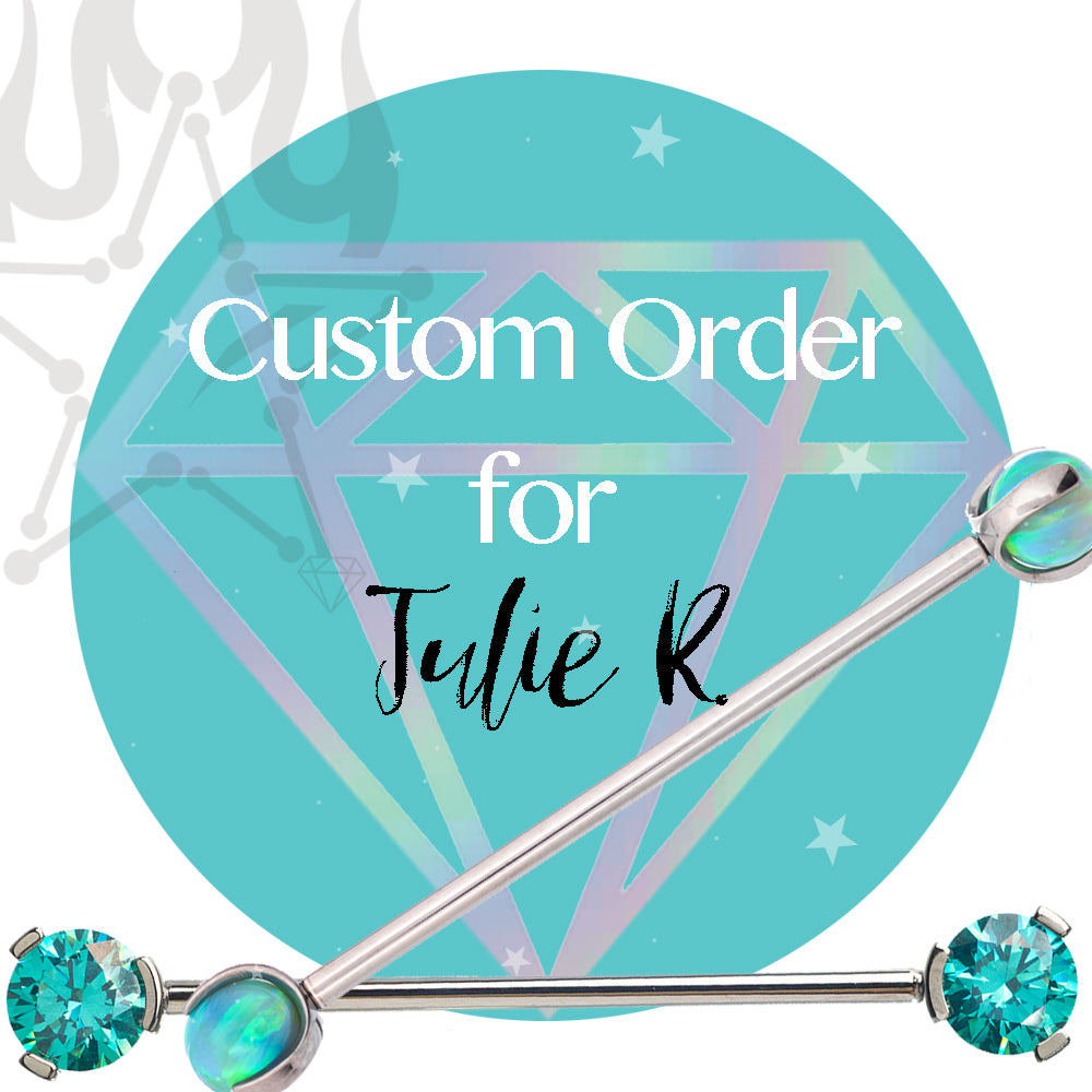 Special / Custom Order for Julie R. - "Majesty" Threaded End in Gold with Blue Sapphires and White Diamonds