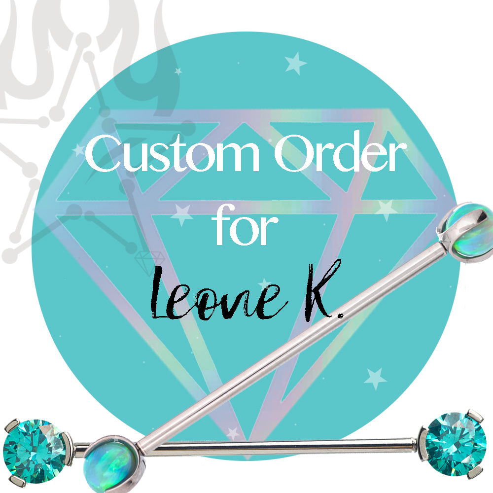 Special / Custom Order for Leone K. - "Polaris" Threaded End in Gold with Faceted Chrysoprase & Chatham Champagne Sapphires
