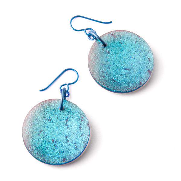Deluxe Dichroic Eclipse Earrings - Smoke Turquoise