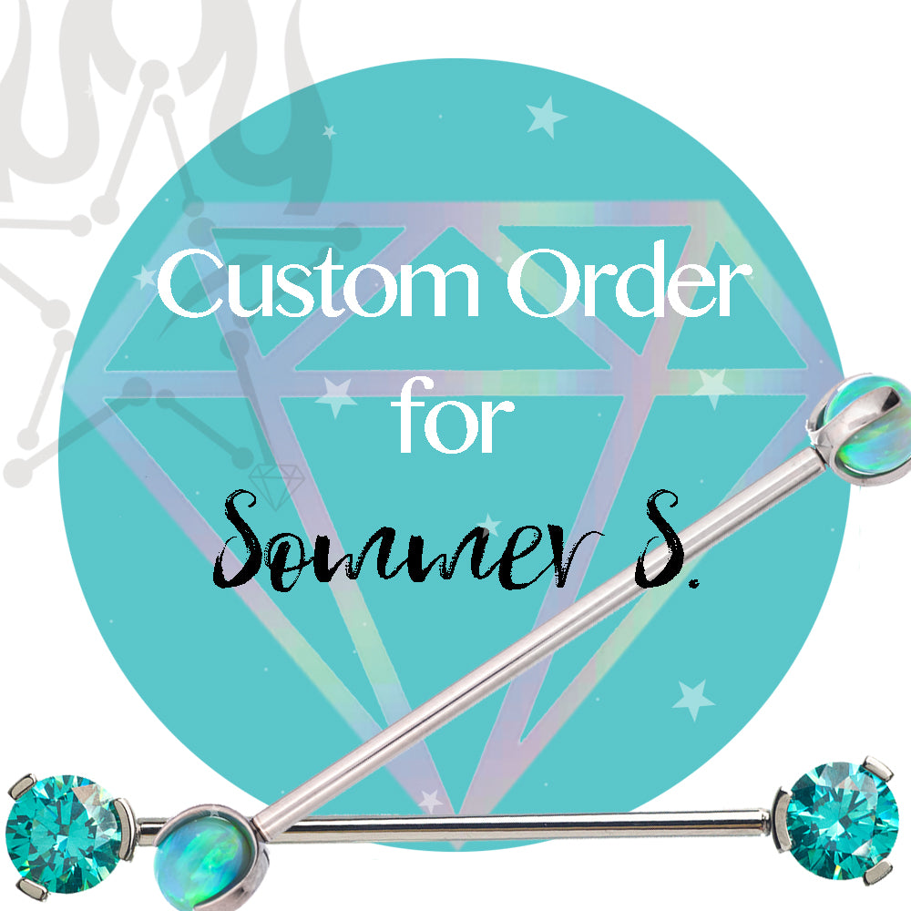 Special / Custom Order for Sommer S. - threadless: Heart-Cut Brilliant-Cut Gems Side-Set Nipple Barbells in Prong's in Gold with Emerald CZ's