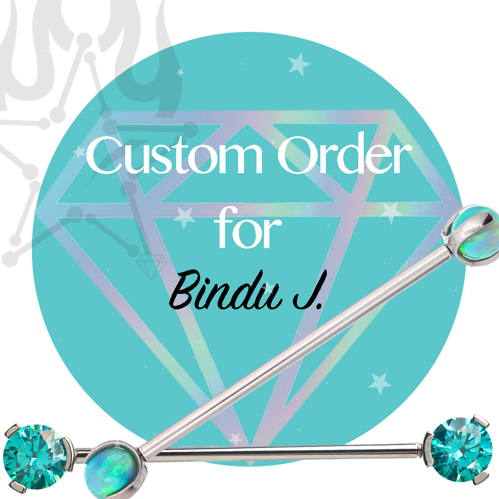 Special / Custom Order for Bindu J. - "Jasmine" Threaded End in Gold with Tsavorite, Padparadscha Sapphire & Rainbow Moonstone