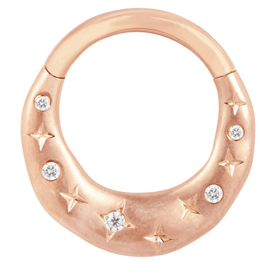 "Wishful Thinking" Hinge Ring / Clicker in Gold with CZ's