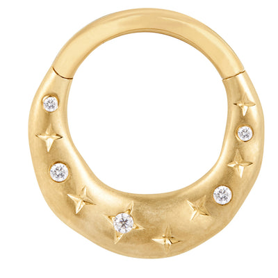 "Wishful Thinking" Hinge Ring / Clicker in Gold with CZ's