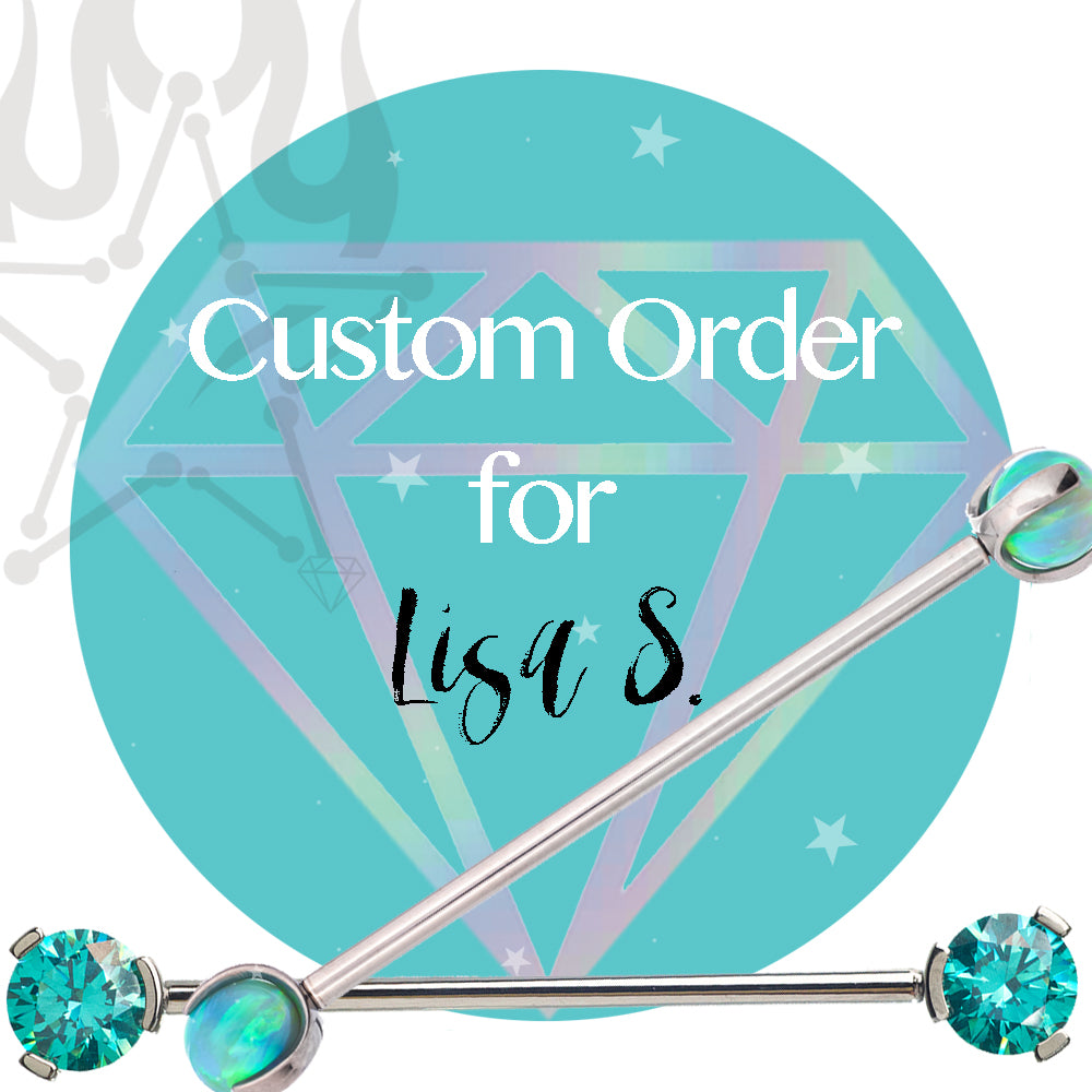 Special / Custom Order for Lisa S. - "Wintermoon 2" Threaded End in Gold with Rose Cut Rainbow Moonstone & Grey Diamond