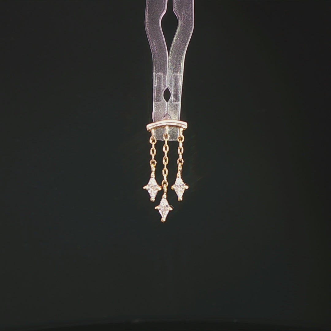 threadless: "High Speed" Hidden Helix End with Chains in Gold with CZ's