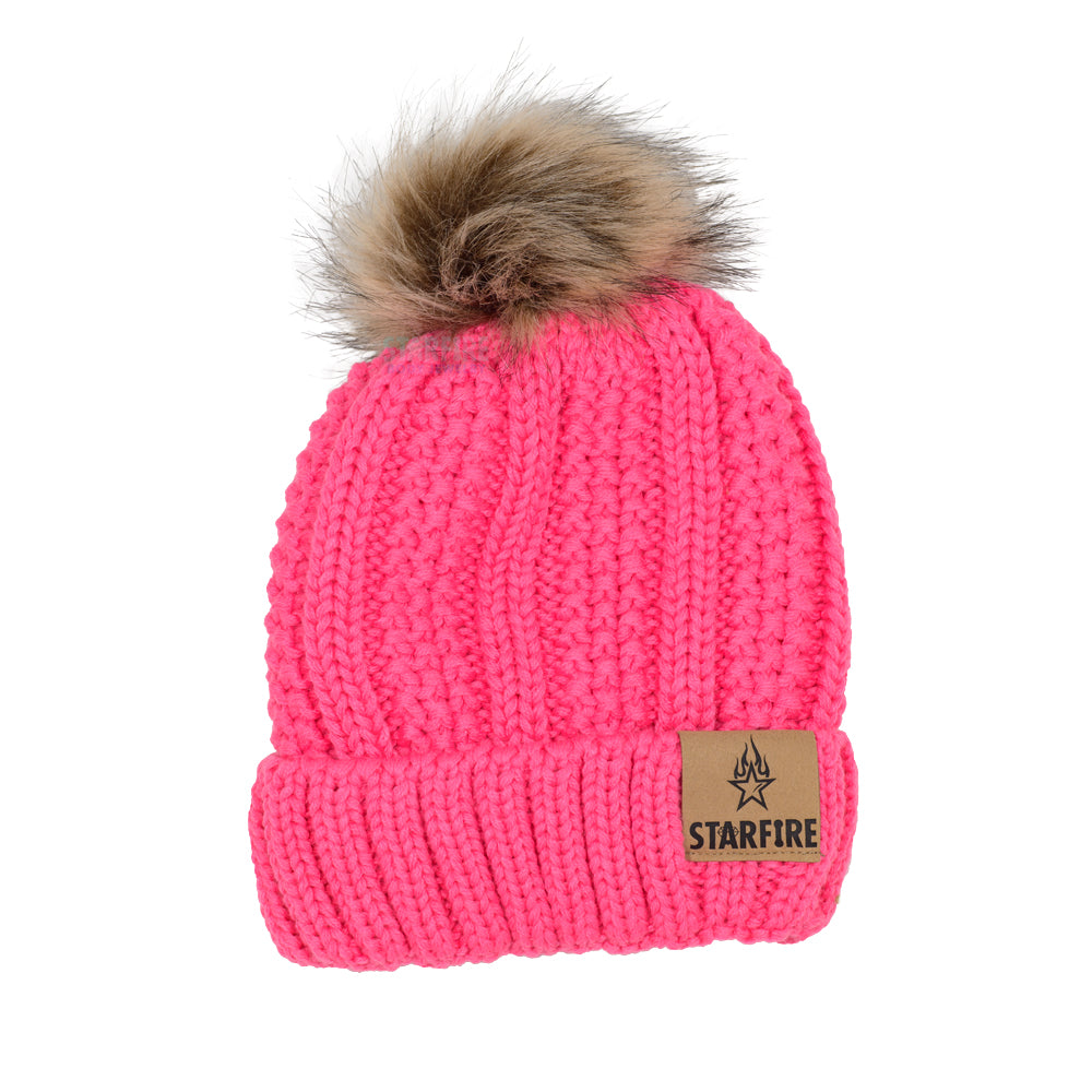 Starfire Kids Fuzzy Lined Fur Pom CC Beanie