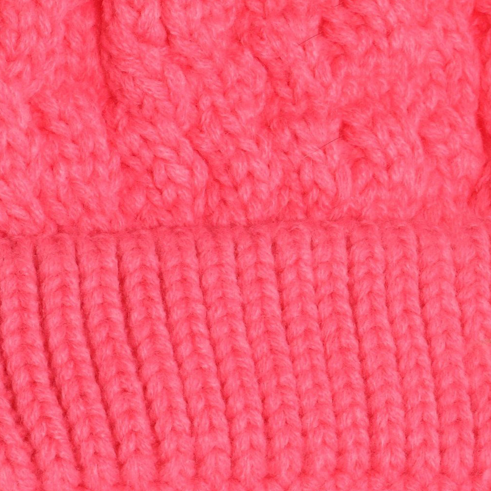 Starfire Kids Cable Knit Double Fur Pom CC Beanie