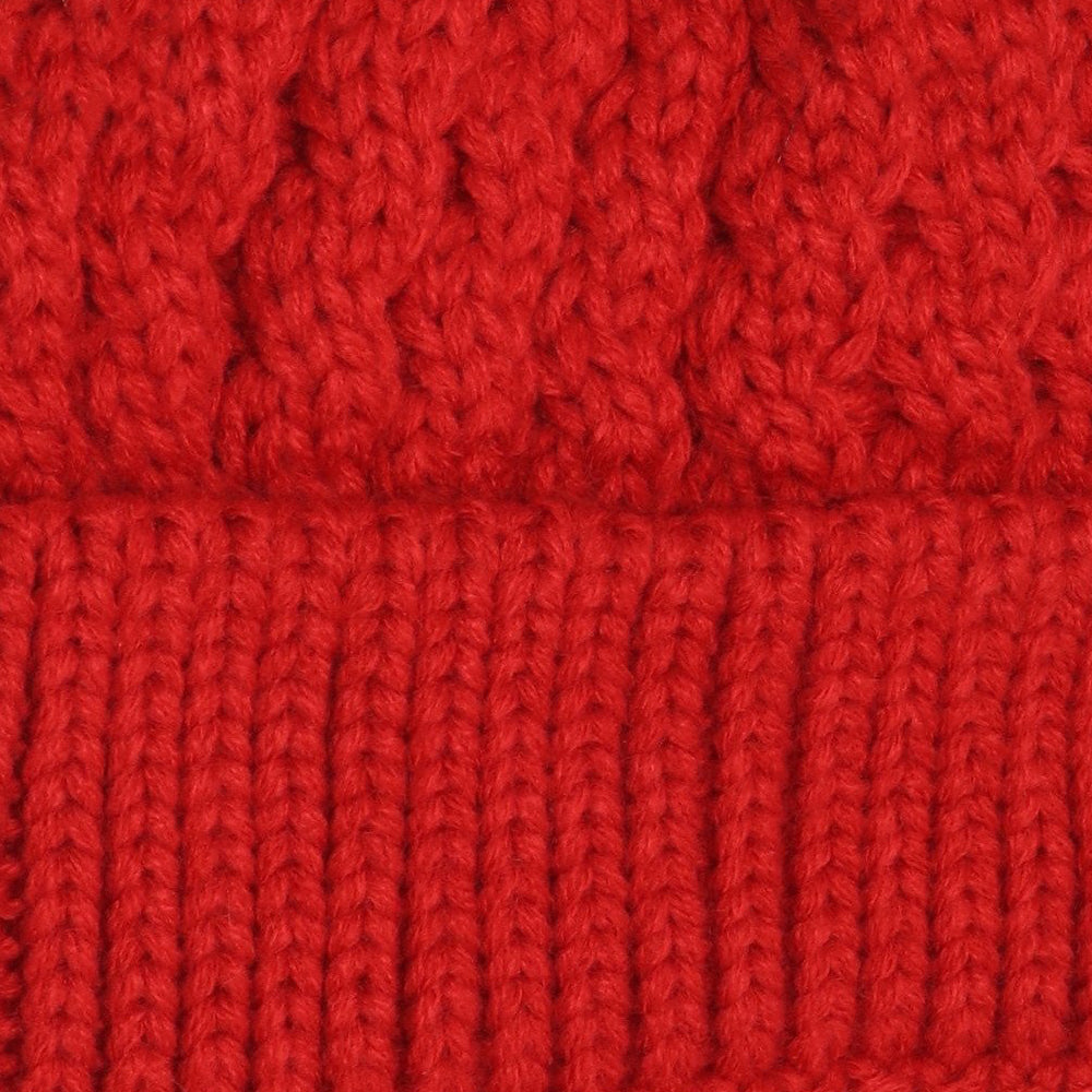 Starfire Kids Cable Knit Double Fur Pom CC Beanie