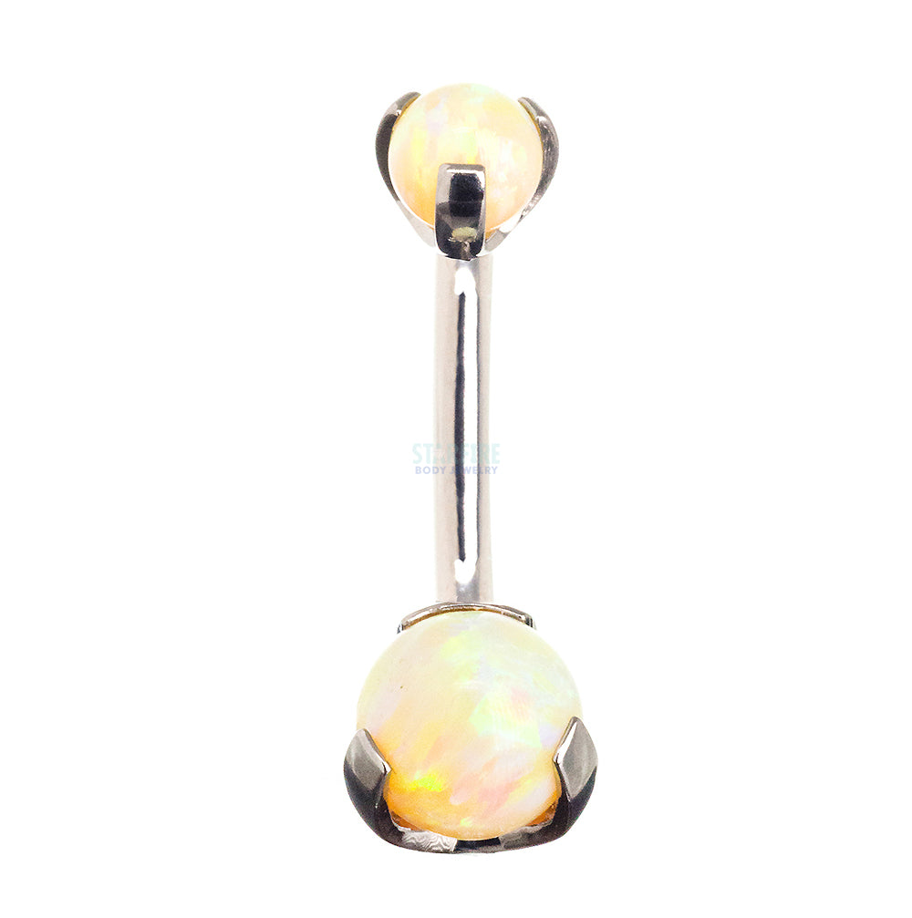 Industrial Strength Opal Ball Navel Curve in Prong Setting
