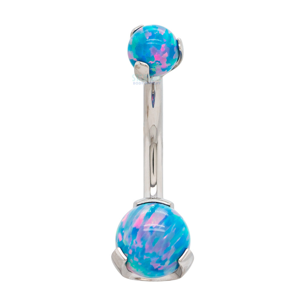 Industrial Strength Opal Ball Navel Curve in Prong Setting